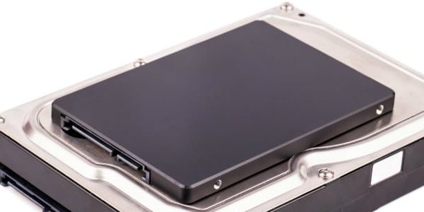 Hard disk drive and solid state drive isolated on white background