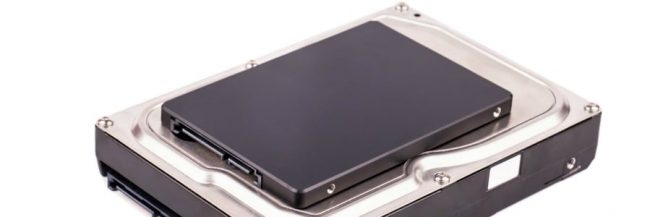 Hard disk drive and solid state drive isolated on white background