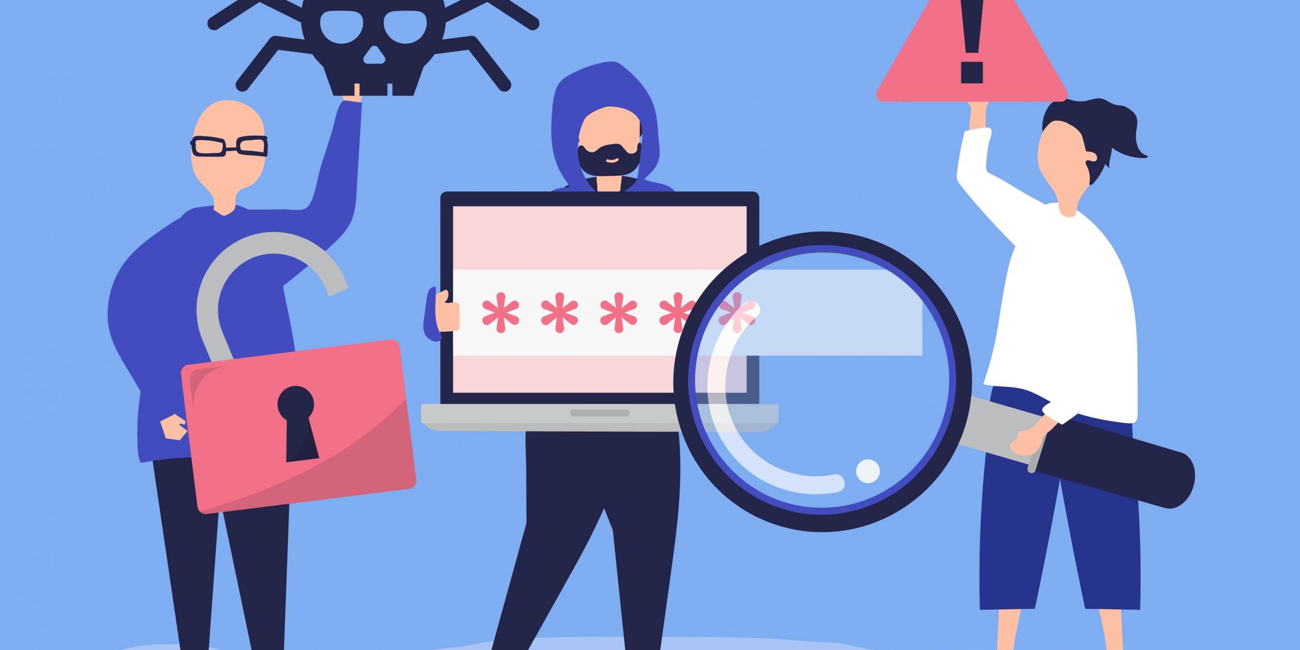 Character illustration of people with cyber crime icons