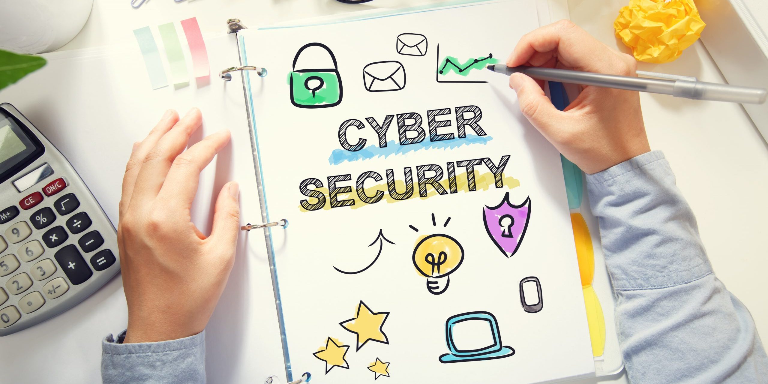 Person drawing Cyber Secruity concept on white paper Why cybersecurity is important for small businesses