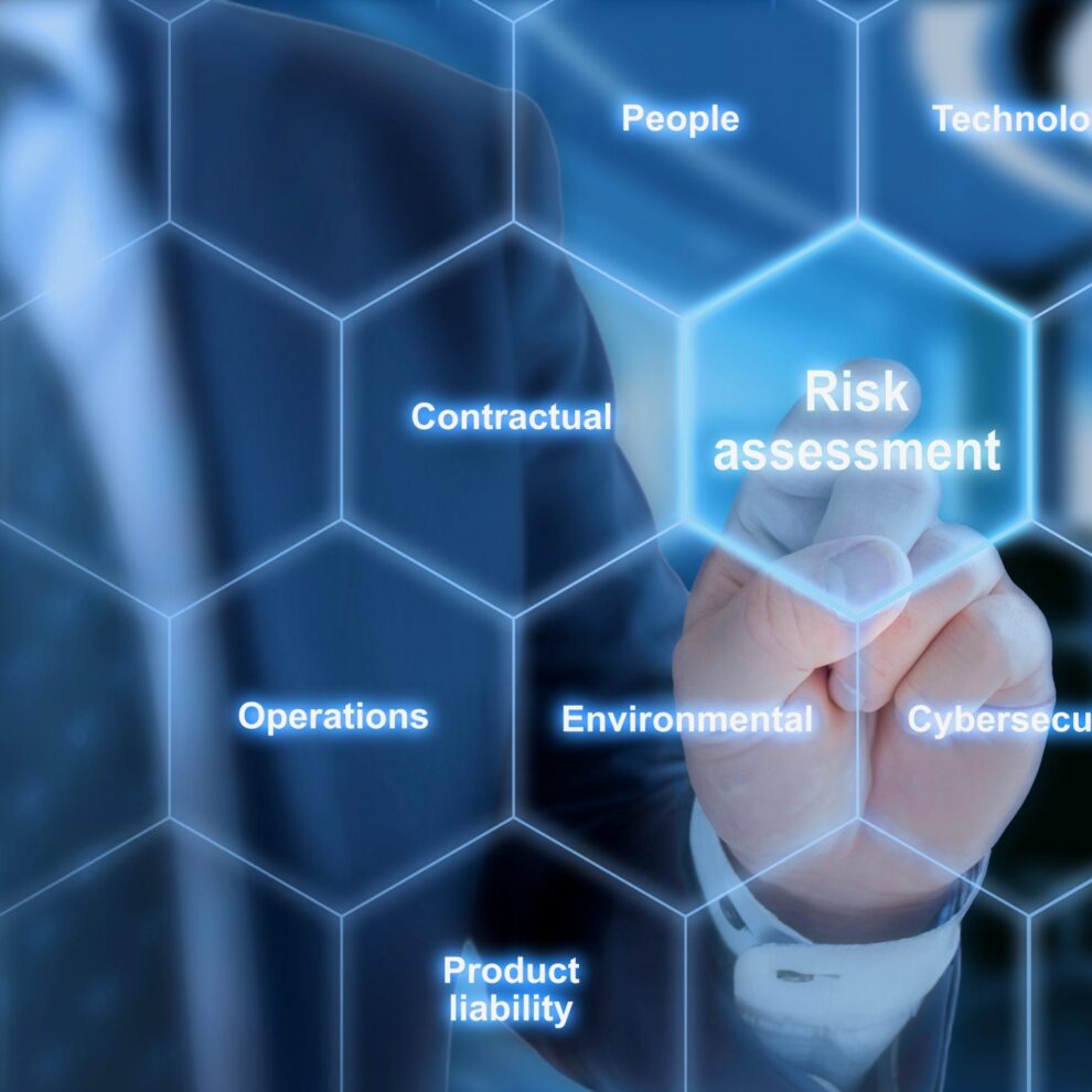 Different risk types in a hexagon grid Cybersecurity risk assessment