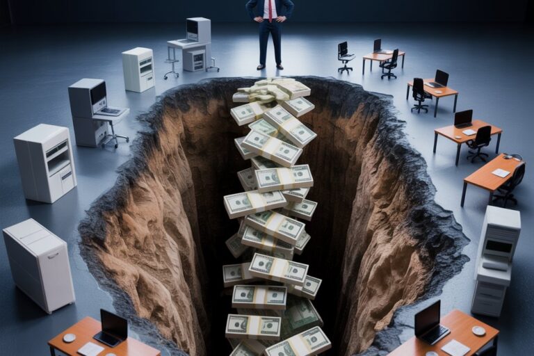 a-realistic-photograph-of-a-deep-dark-pi_O53GlE_lTd2Lb2frAZ9B8A_clcVfa4DSPyVZatoAiofaw money pit that businesses should not feed